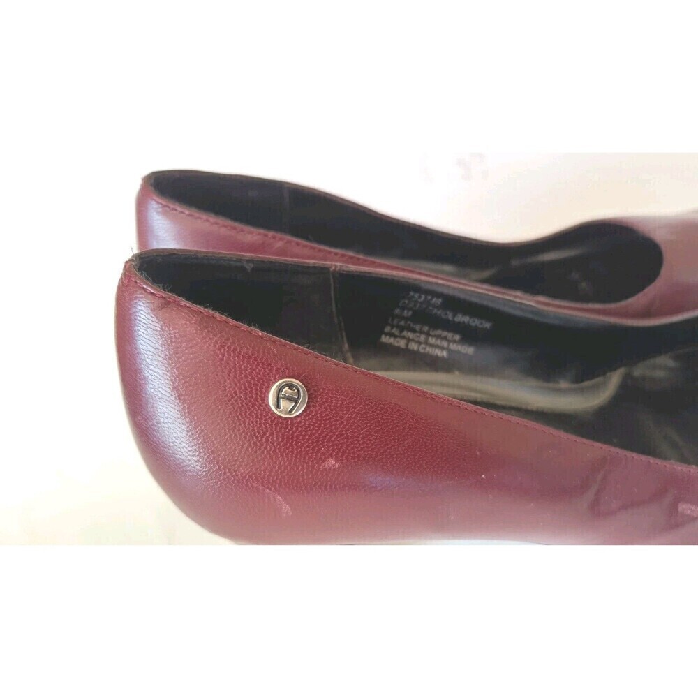 Etienne Aigner Pumps Size 8.5 Holbrook Burgundy Red Leather High Heels Block - Picture 4 of 12
